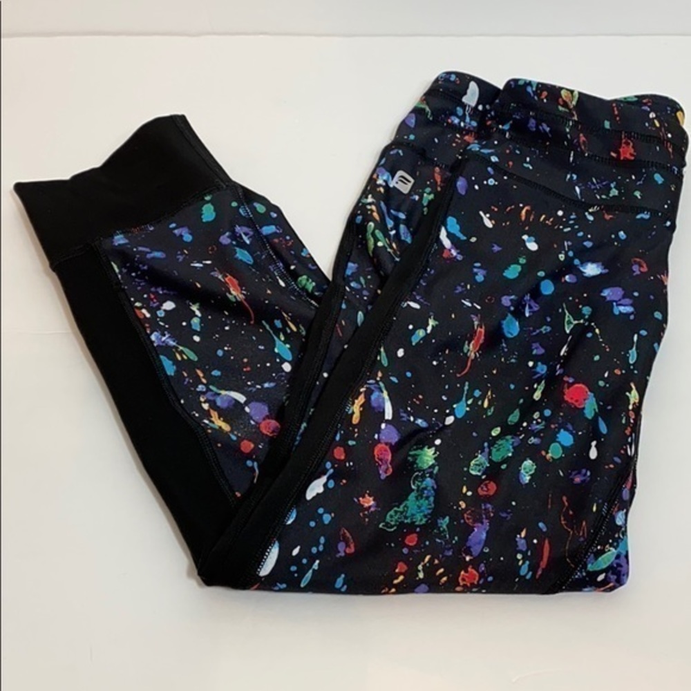 Fabletics Black Leggings with Color Splatter - Picture 2 of 6